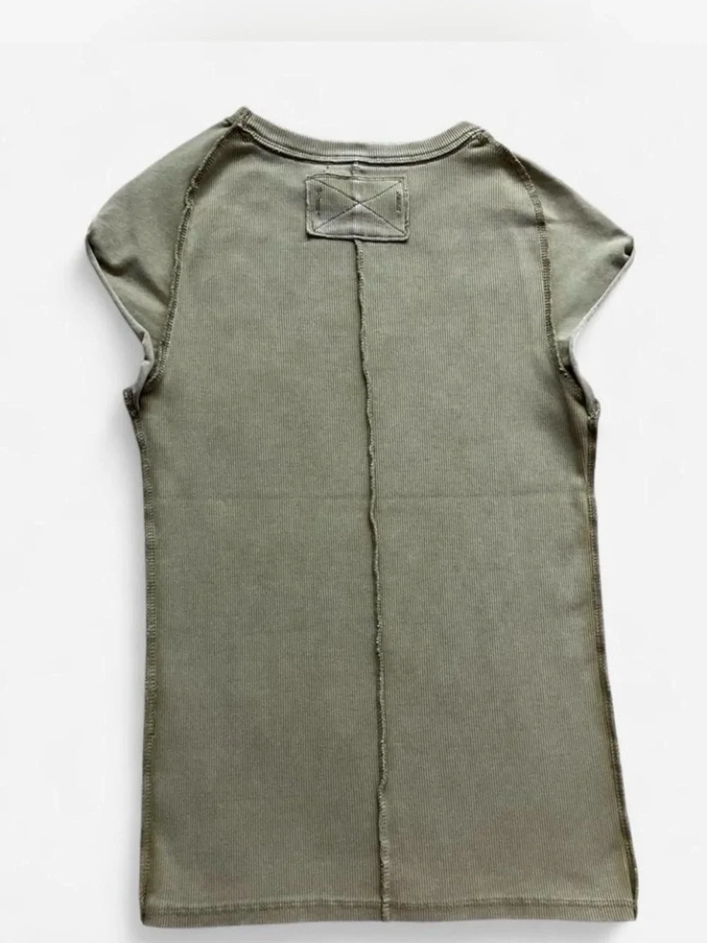Free People We The Free Olive Ribbed Baby Tee size S - Picture 2 of 4